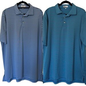 Peter Millar Performance Striped Polo’s in Blue Tones Size XL.